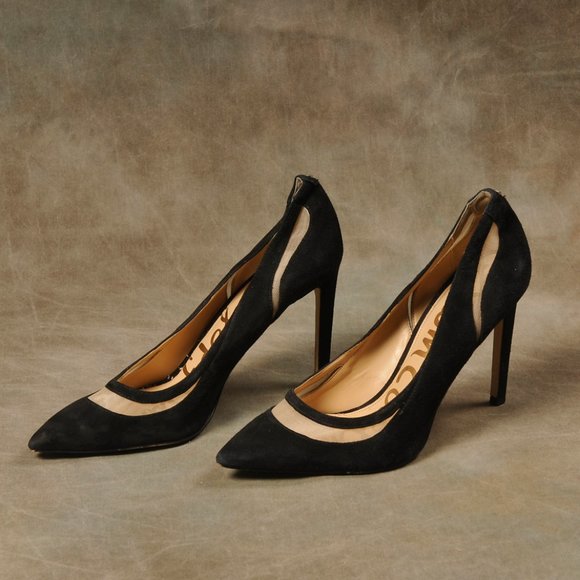 Sam Edelman, Black Suede, Mesh Cutout Heel, Size. 10 - Picture 4 of 9